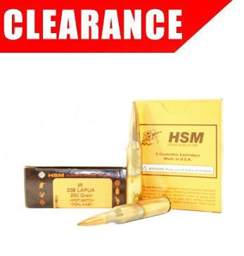 HSM 338 Lapua Mag 250gr HPBT Ammunition New Manufactured OAL 3.680 20rds - HSM-338Lapua-2-N68