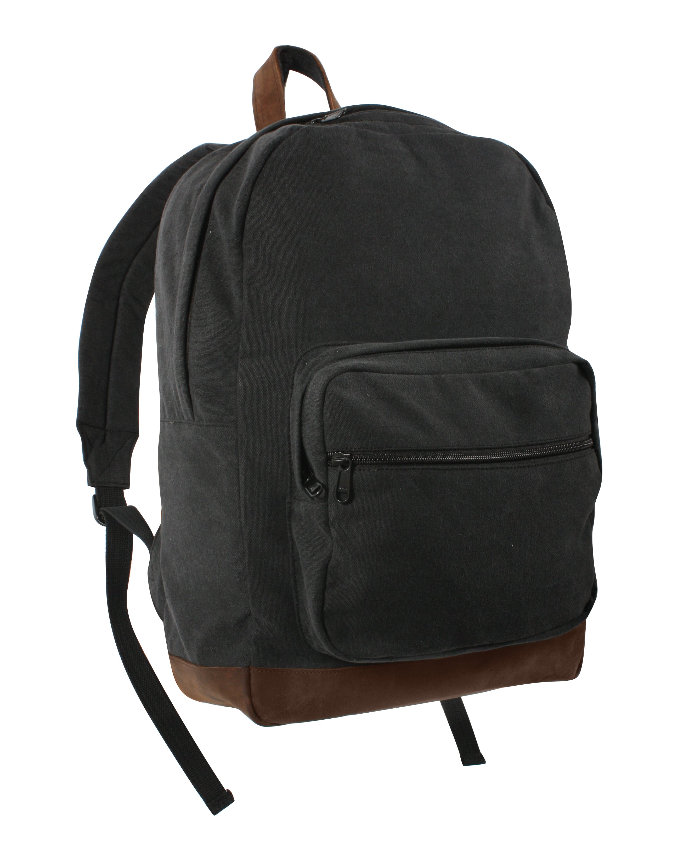 Rothco Vintage Canvas Teardrop Backpack With Leather Accents - Black