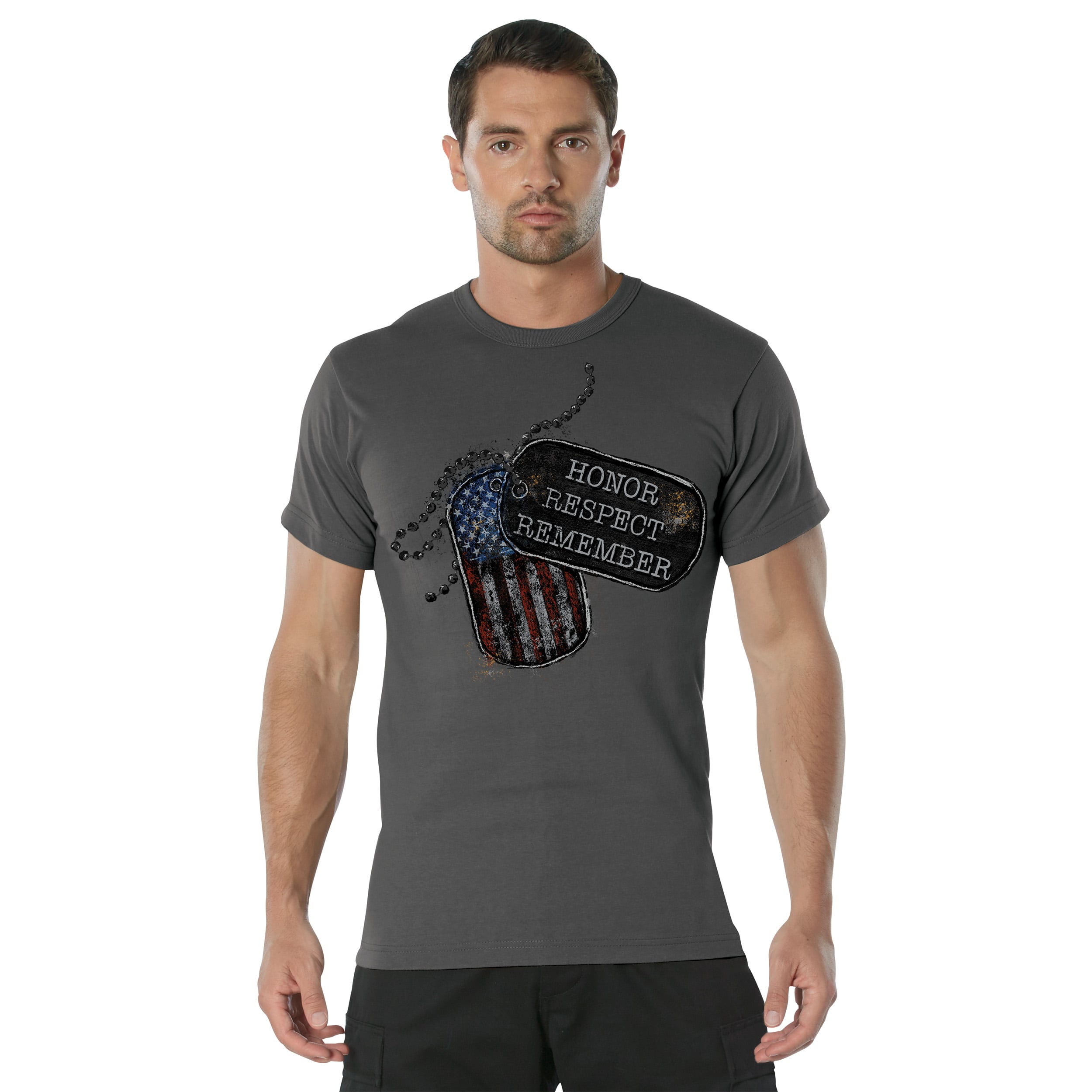 Rothco Honor Respect Remember T-Shirt - Charcoal Grey, X-Large