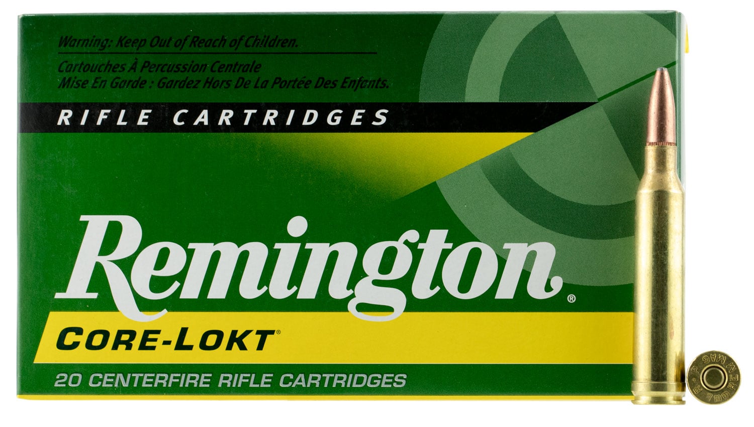 Remington Core-Lokt 175 gr Pointed Soft Point 7mm Rem Mag Ammo, 20/box - R7MM3
