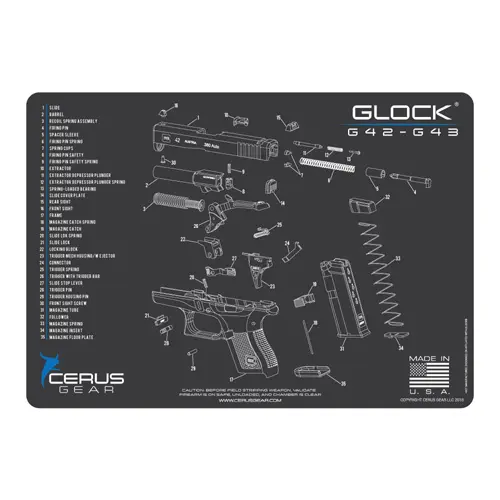 GLOCK 42-43 SCHEMATIC PROMAT - CHARCOAL GRAY/CERUS BLUE