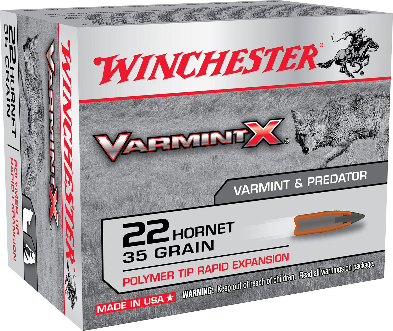Winchester Ammunition Varmint-X 35 gr Rapid Expansion .22 Hornet Ammo, 20/box - X22P