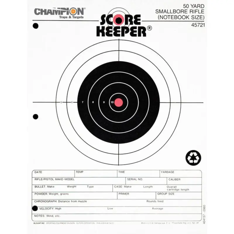 Champion Scorekeeper Targets Fluorescent Orange Bull 50 yd. Small Bore Notebook 12/ct