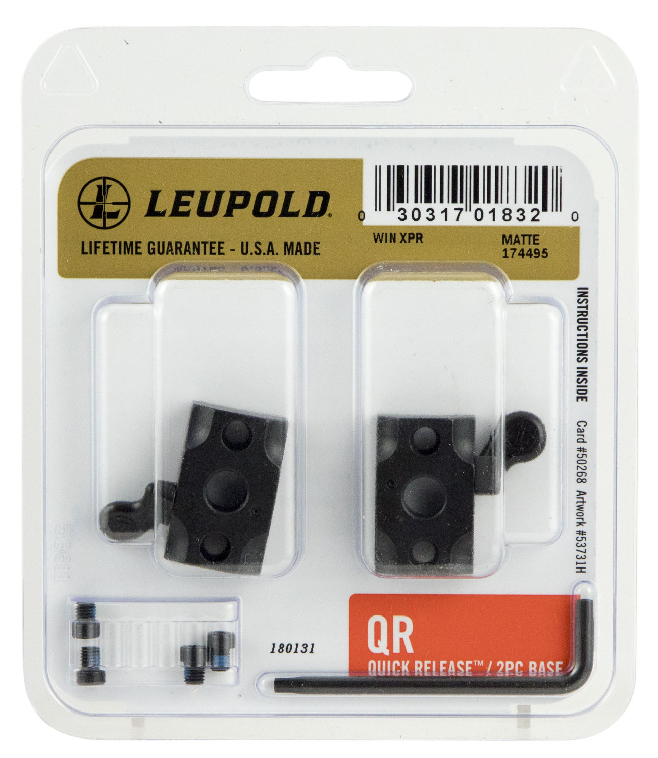 Leupold Winchester XPR Steel 2-Piece Quick Release Scope Base, Matte Black - 174495