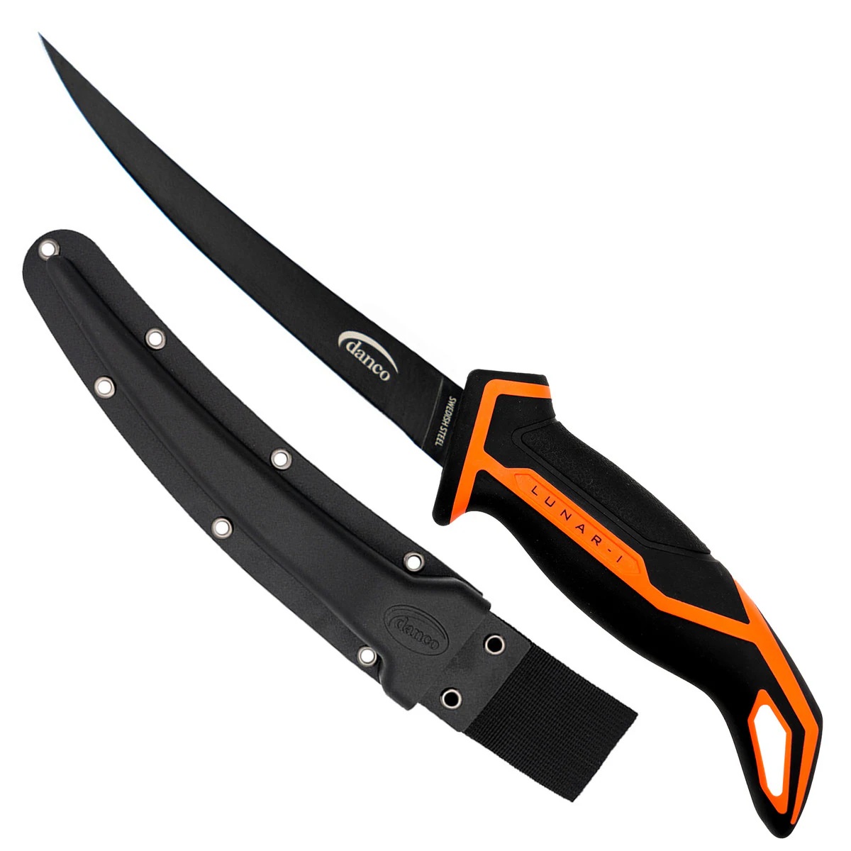 Danco Lunar-1 Micro Flex 7" Fillet Knife, Black/Orange - LNR-7FK