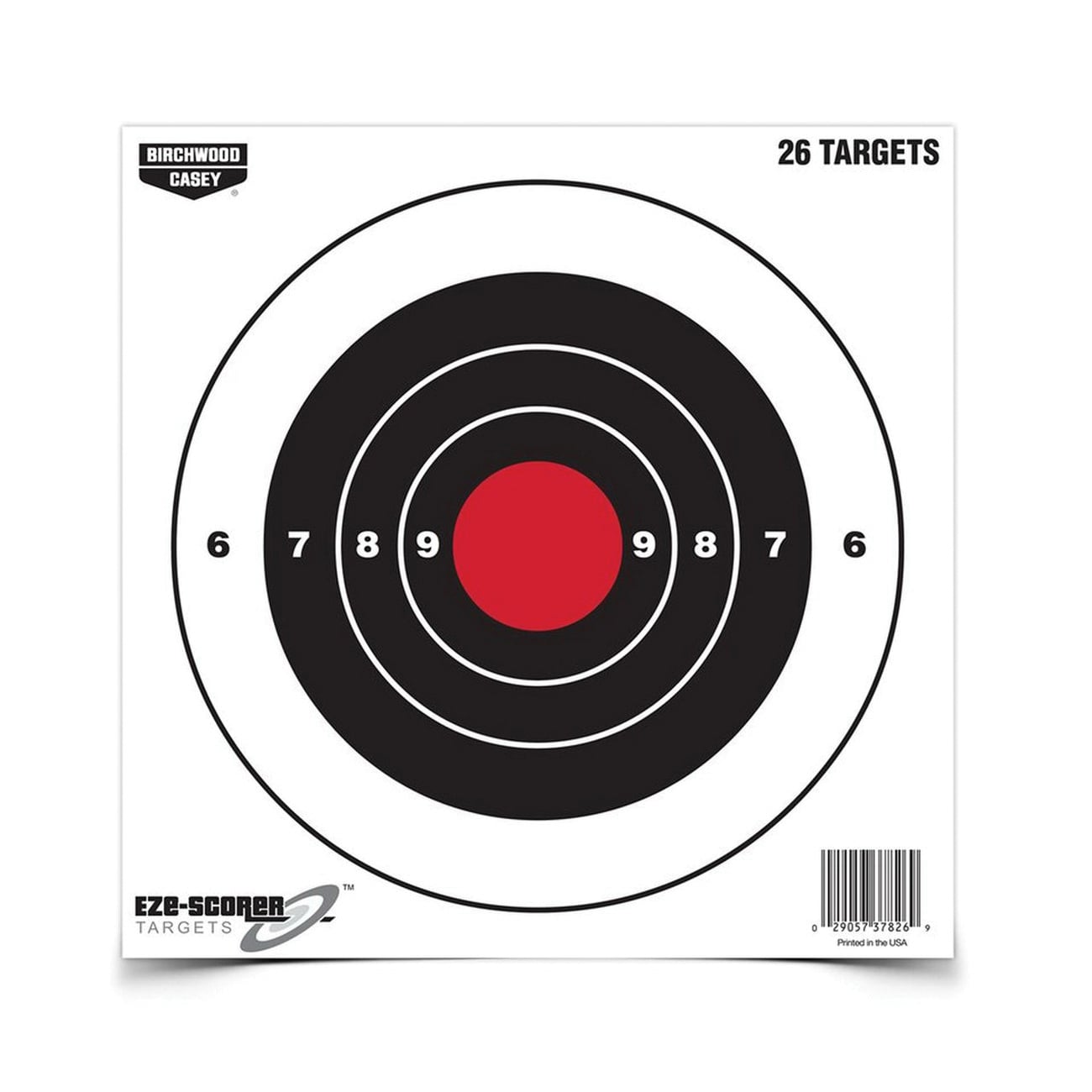 Birchwood Casey EZE-Scorer 8" Bullseye Target, Black/Red/White, 26/pack - 37826