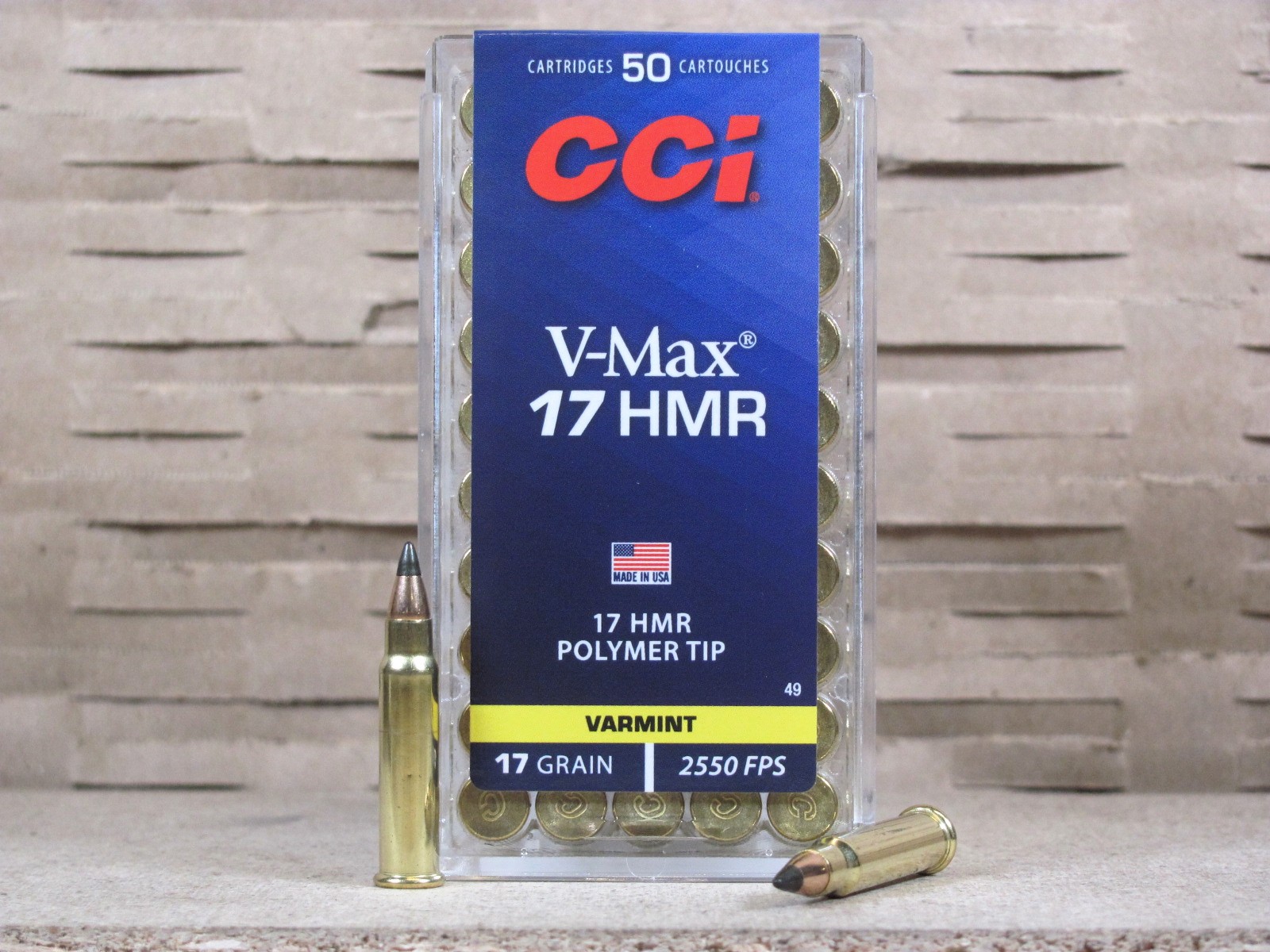 500 Round Brick – 17 HMR CCI 17 Grain Poly V-Max Bullet Rimfire Ammo – 0049