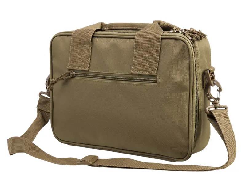 NcStar CPDX2971T VISM Double Pistol Range Bag w/ Mag Pouches Loop Fasteners Zippers Padding Tan Finish