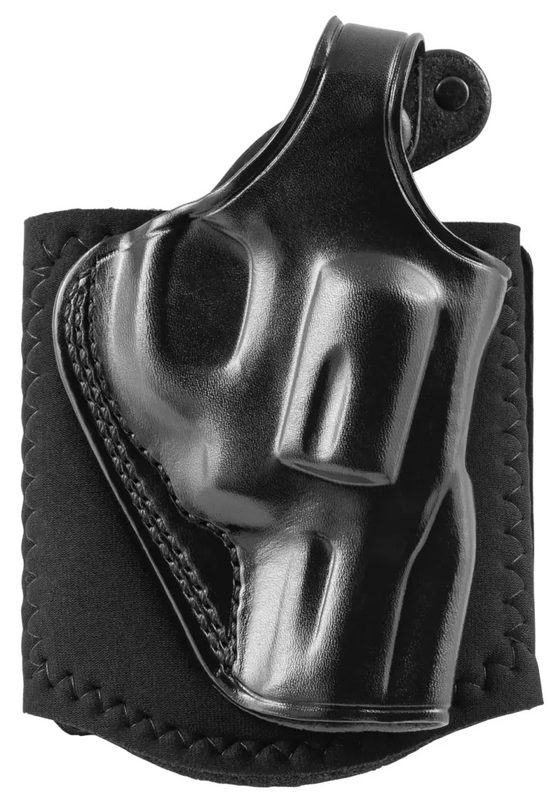 Galco AG118B Ankle Glove Size Fits Ankles up to 13" Black Leather Hook Loop Fits Ruger SP101 Fits Taurus 605 Right Hand
