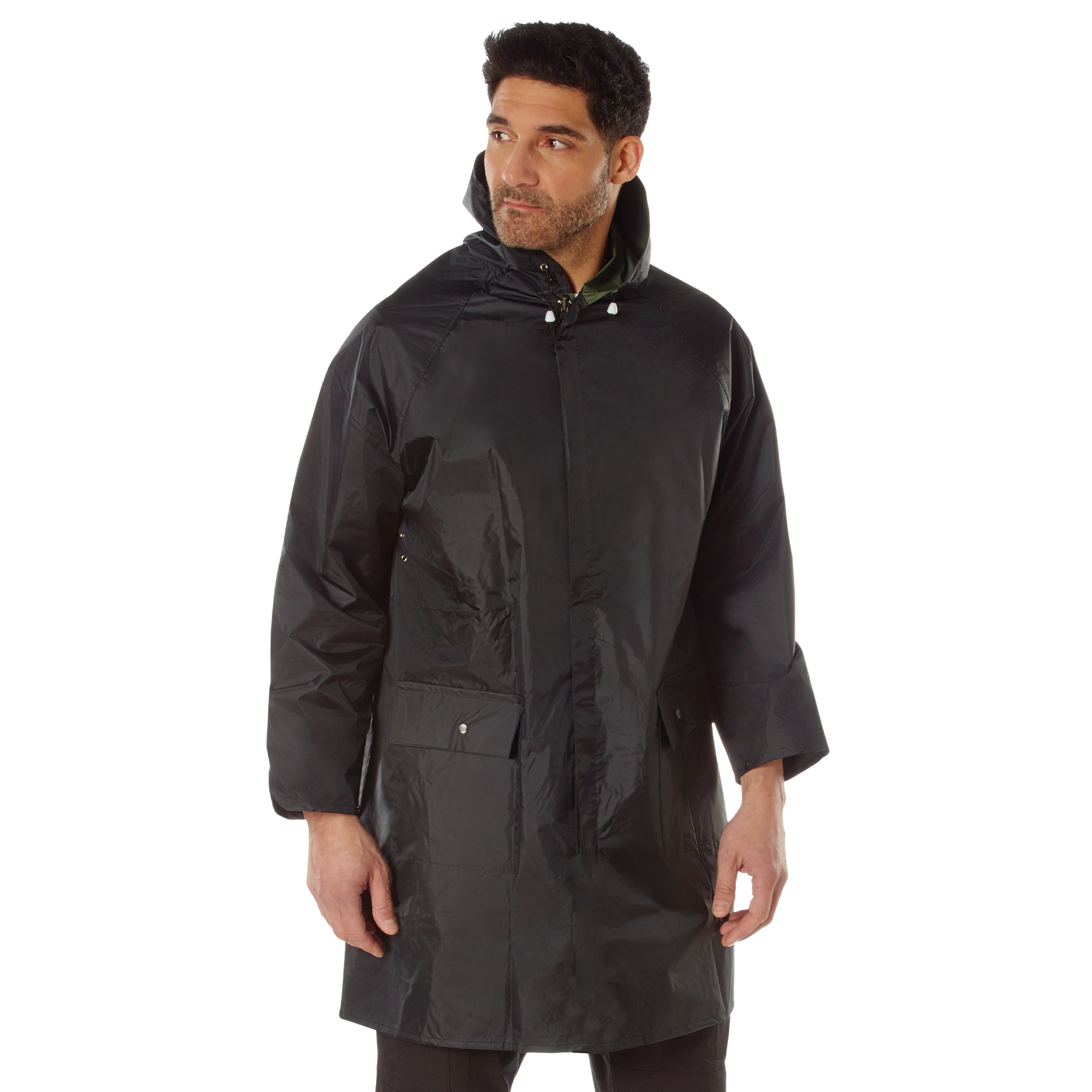 Rothco Reversible 3-4 Length Rain Parka - Black - Olive Drab, Large