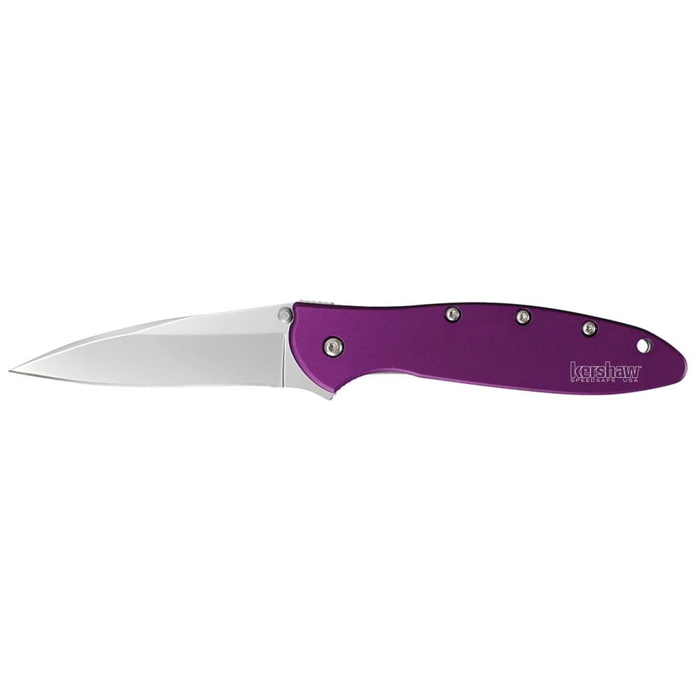 Kershaw Leek Modified Drop Point Folder Knife, 3", Purple - 1660PUR