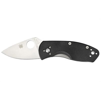 Spyderco Ambitious 2.25" Plain Drop Point Folding Knife, Silver - C148GP