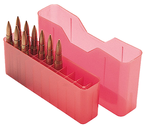 MTM Case Gard J-20 20 Round Slip-Top Ammo Box, 2.35" OAL, Clear Red - J20XS29