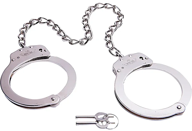 UZI Silver Twist Chain Leg Iron Cuffs