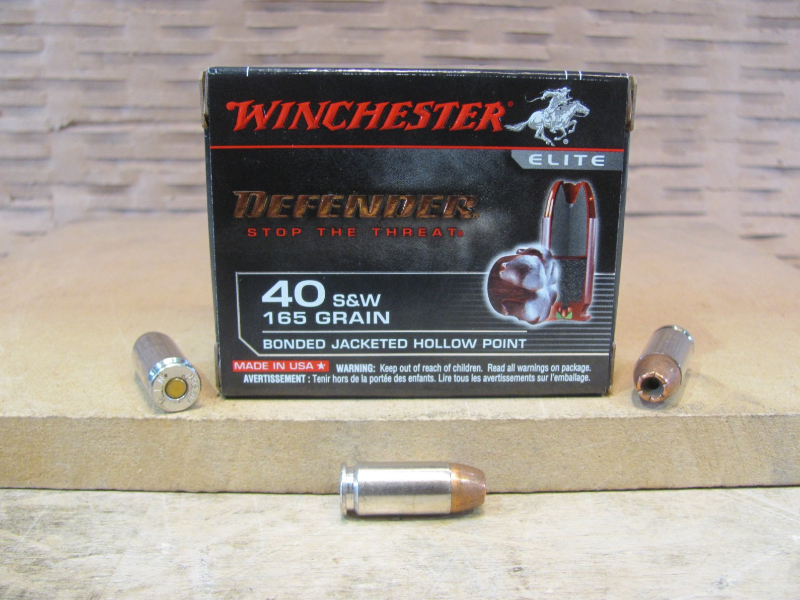 200 Round Case – 40 SW 165 Grain Bonded JHP Winchester PDX1 Defender Ammo – S40SWPDB