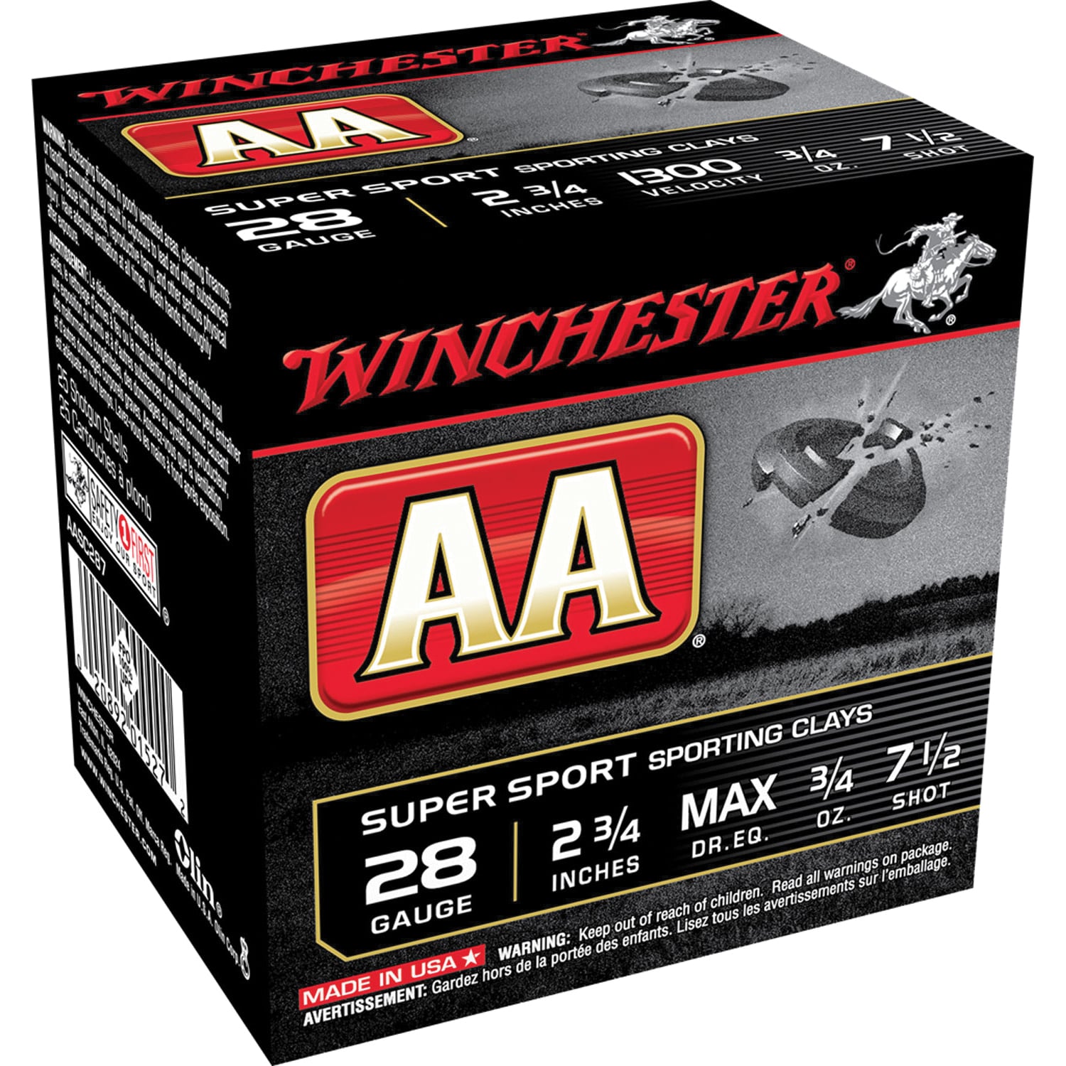 Winchester AA Sporting Clay 28 Gauge 2.75" #7.5 - 0.75 oz - 100rds - AASC287VP