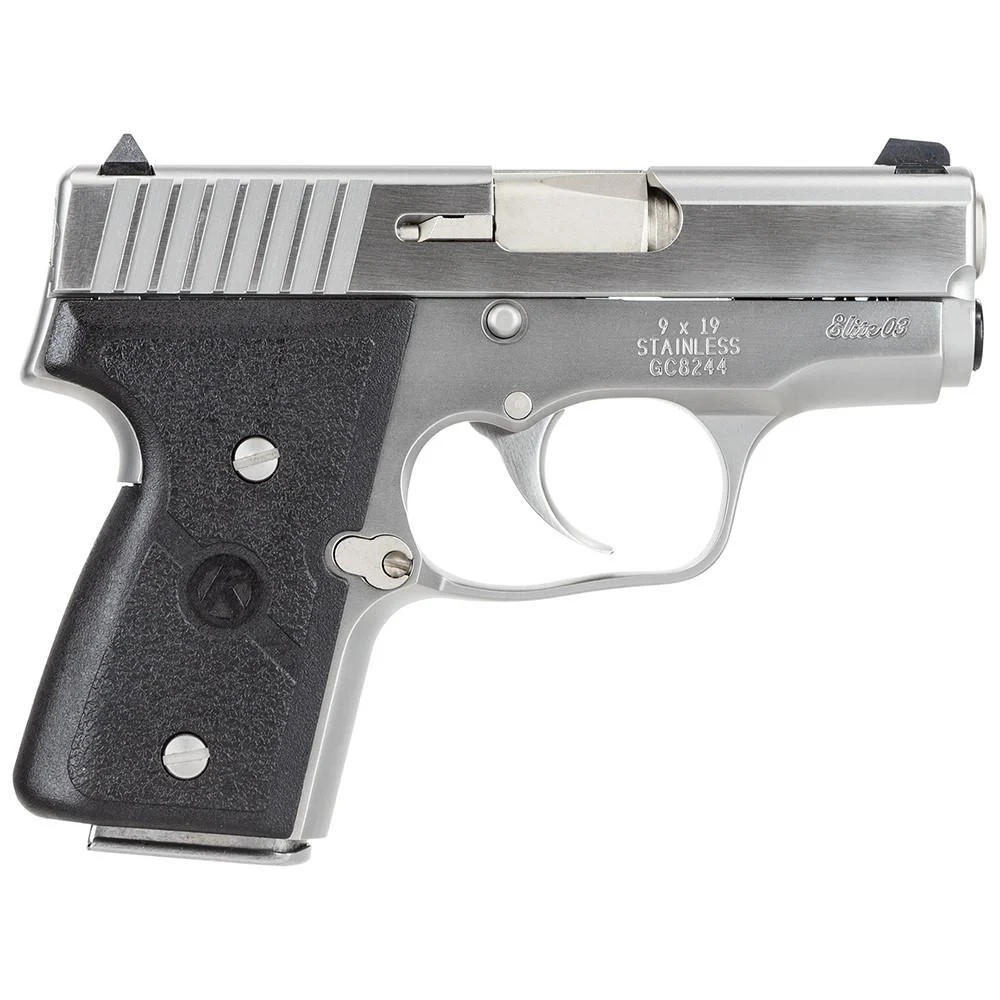 Kahr Arms MK9 Elite Handgun 9mm Luger 6rd (2) 7rd (1) Magazines 3" Barrel Silver wil Black Checkered Grip CA Compliant