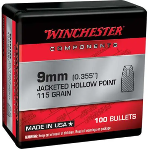 Winchester Ammo 9mm 115 Gr JHP Reloading Bullets 100ct