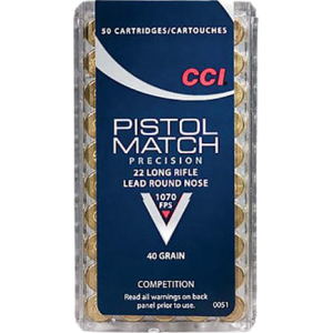 CCI 0051 Select Pistol Match 22 LR Round Nose 40 GR - 50rd Box