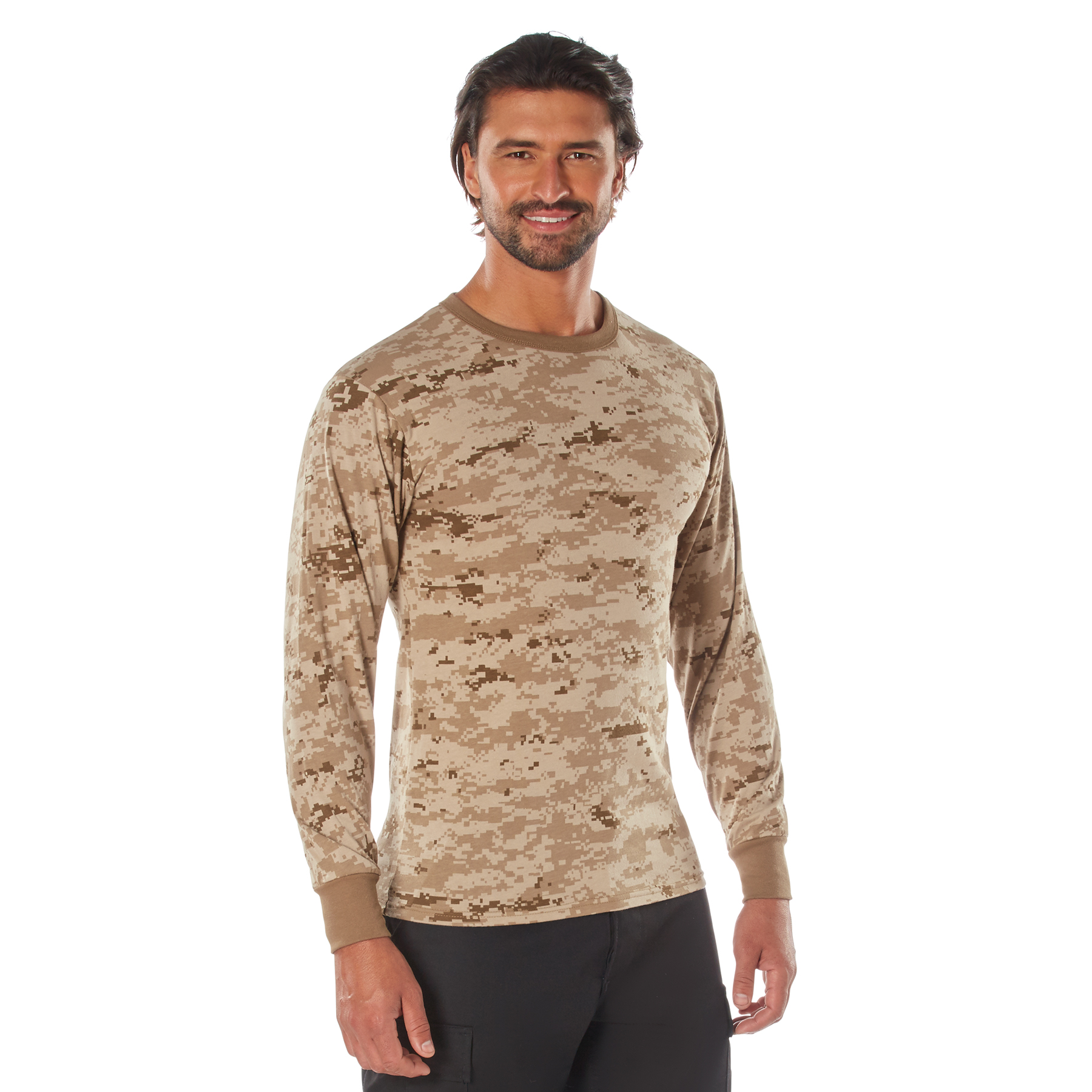 Rothco Long Sleeve Digital Camo T-Shirt - Desert Digital Camo, Medium