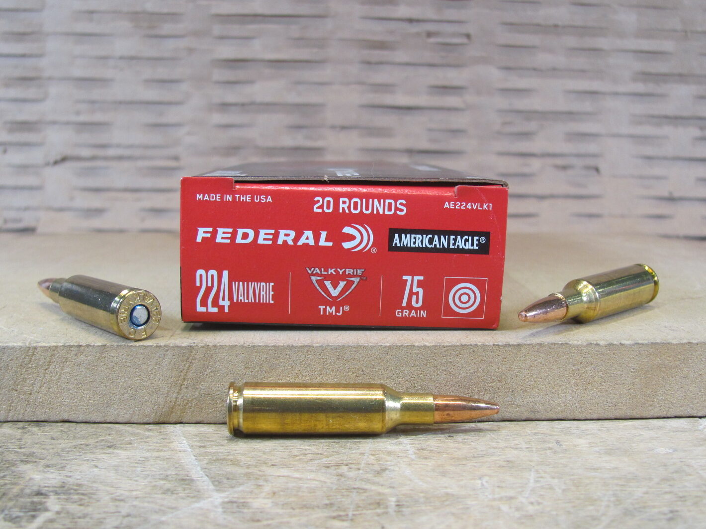 200 Round Case – 224 Valkyrie 75 Grain FMJ or TMJ Federal American Eagle Ammo – AE224VLK1