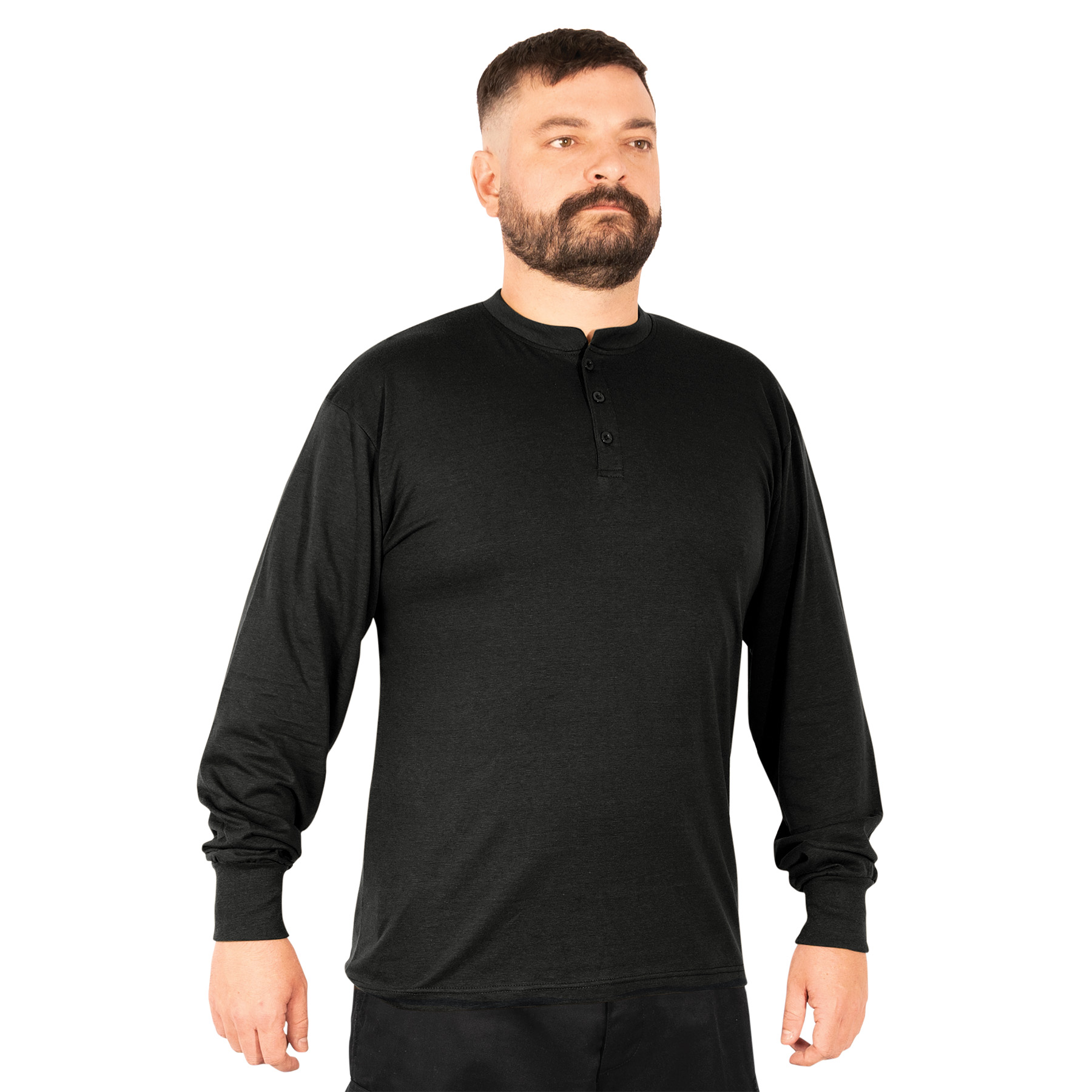 Rothco Long Sleeve Henley T-Shirt - Black, 2X-Large