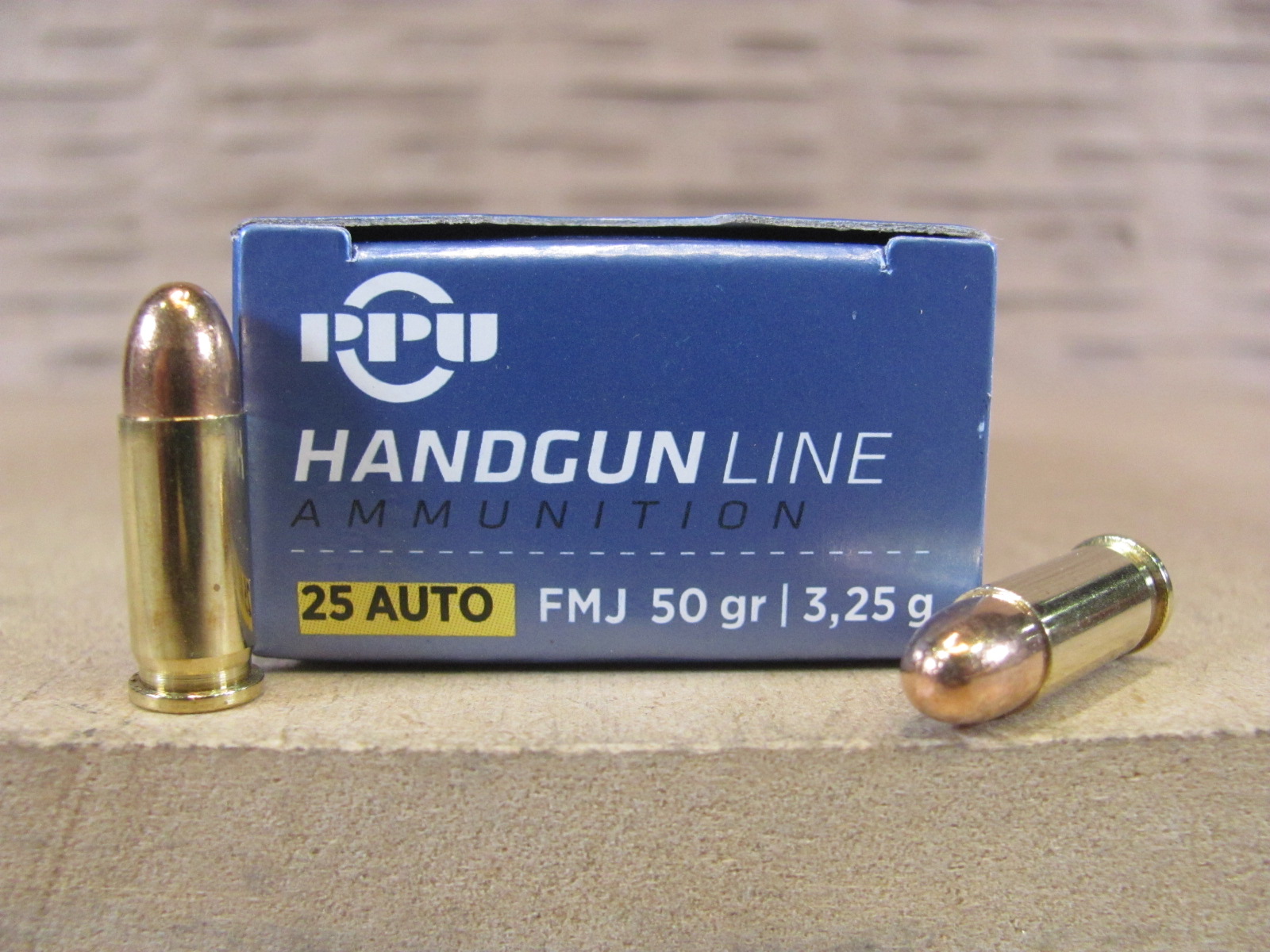 50 Round Box – 25 Auto Prvi Partizan 50 Grain FMJ Ammo – PPH25