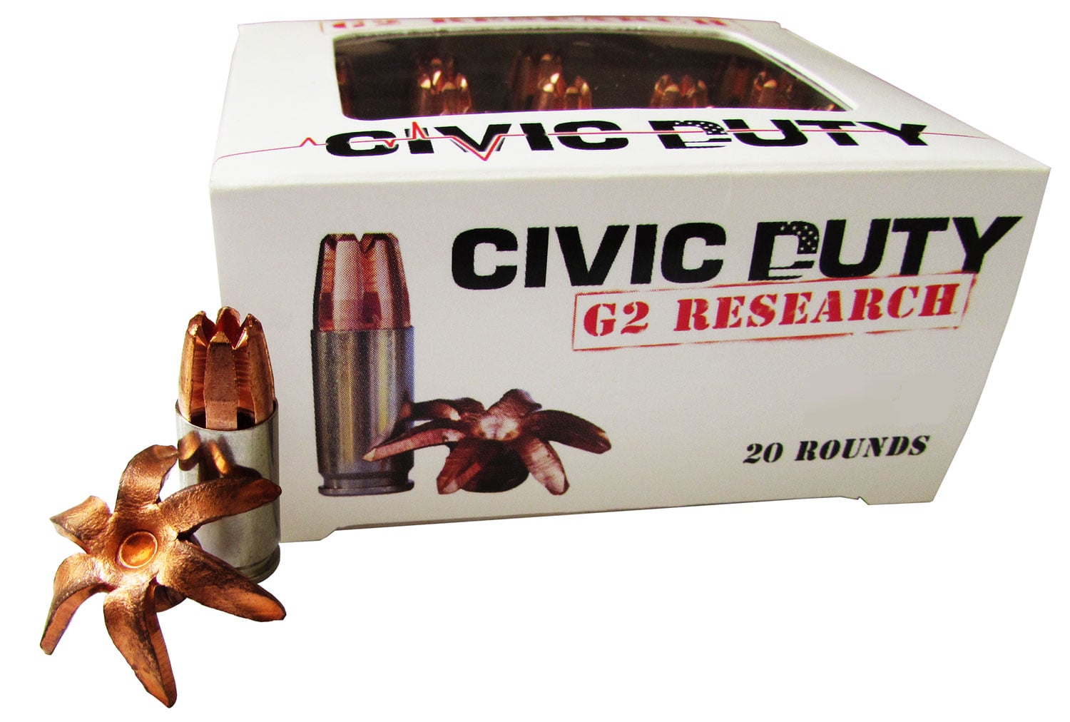 G2 Research Civic Duty 168 gr Copper Expansion Projectile .45 ACP Ammo, 20/box - CIVIC 45 ACP