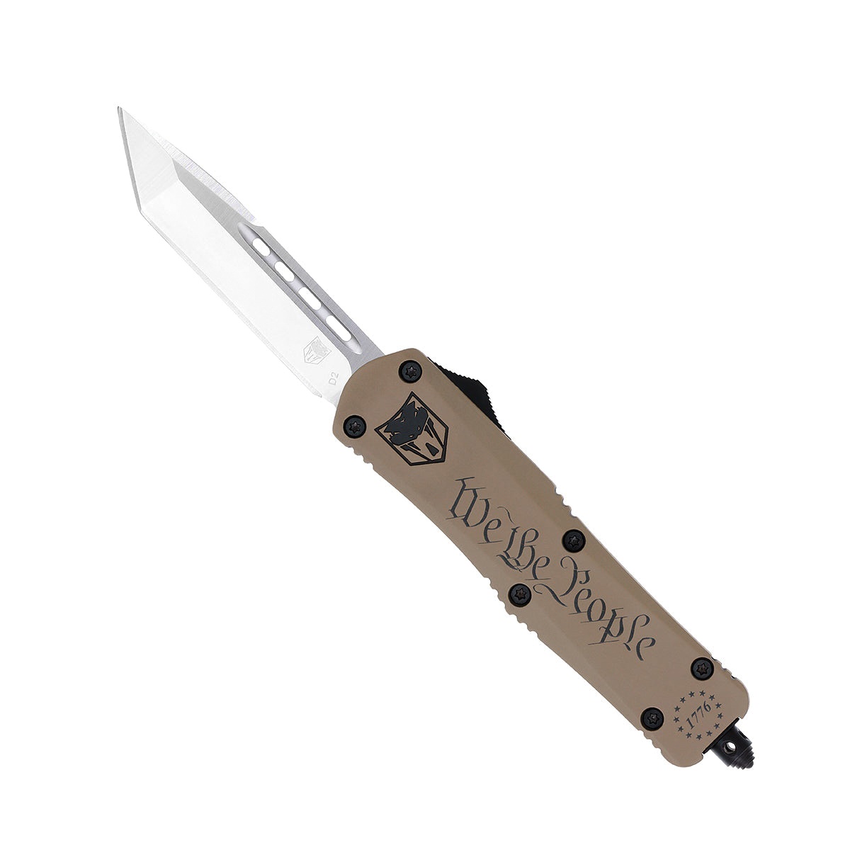 CobraTec Knives FS-3 We The People Medium OTF Knife Tanto, Tan - MWTPFS-3TNS