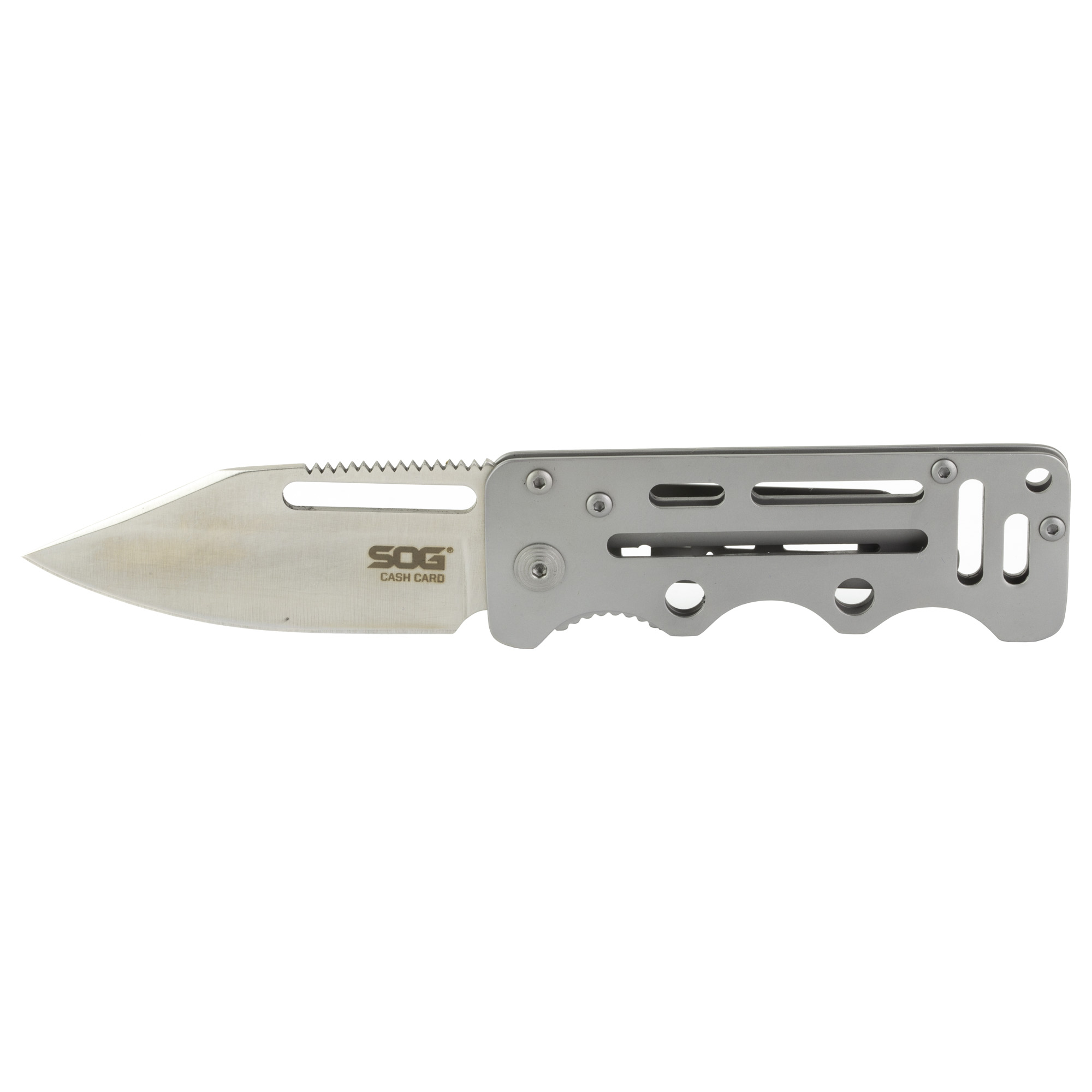SOG Knives Cash Card 2.75" Clip Point Folding Knife, Silver - SOGEZ1CP