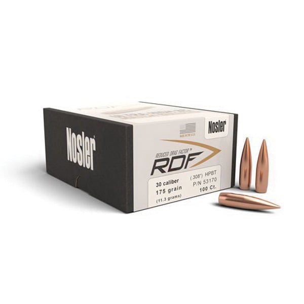 Nosler RDF .30 175 gr HPBT Rifle Bullet, 100/box - 53170