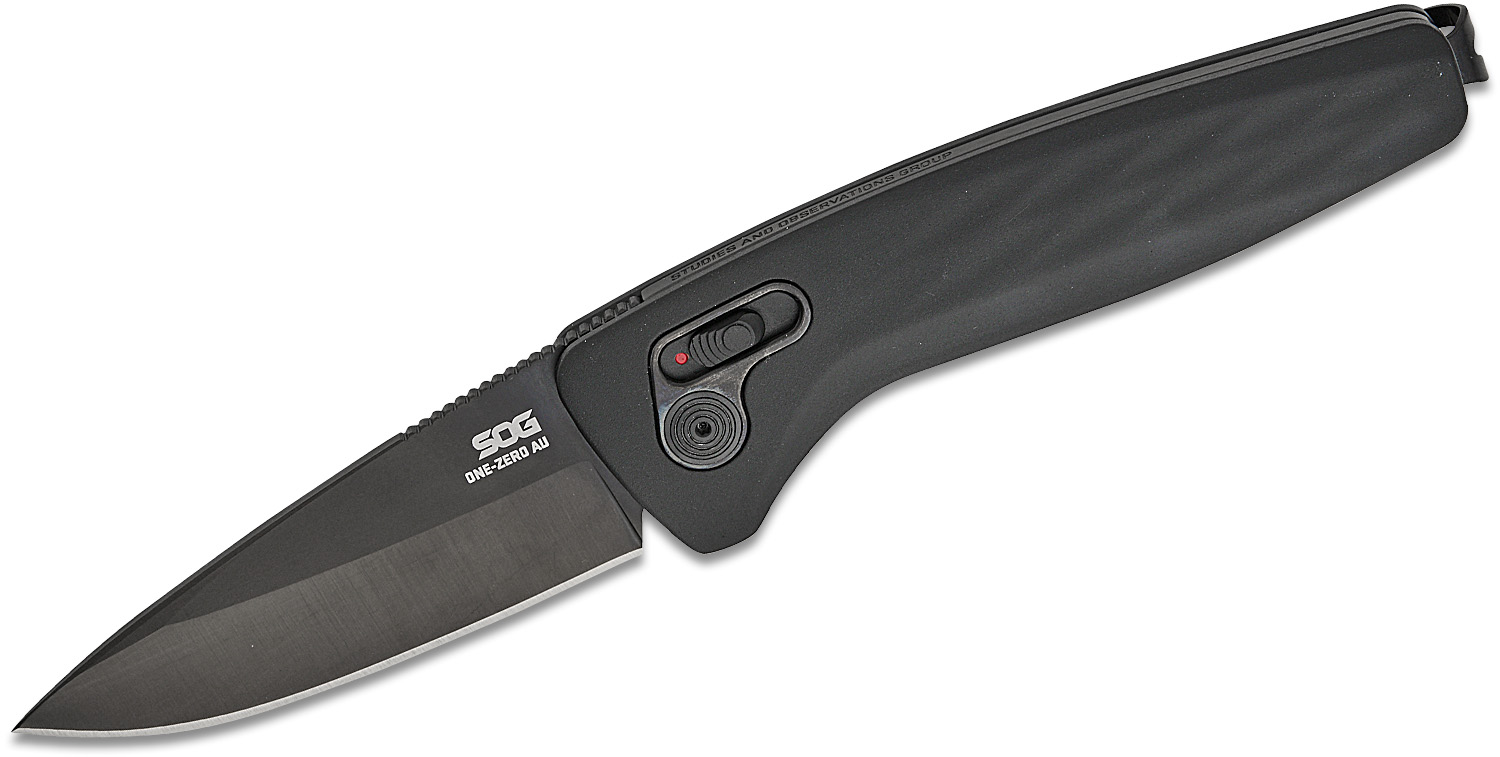 SOG Knives One-Zero AU Folding Knife, Black Sculpted - SOG15-73-01-57