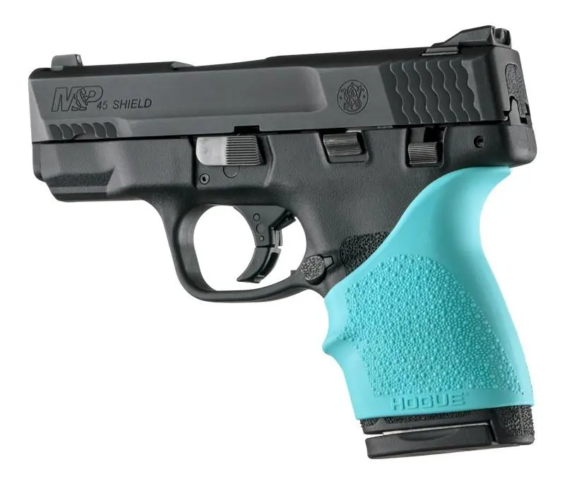 Hogue HandAll Beavertail Grip Sleeve fits S M Shield 45 Kahr P9/P40/CW9/CW40-Aqua