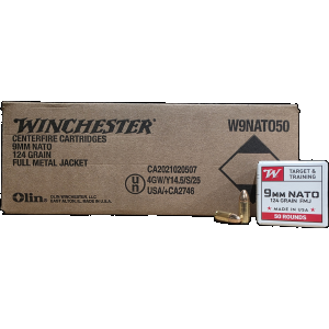 Winchester Ammo Target & Training 9mm NATO, 124gr FMJ, 1000rd Case