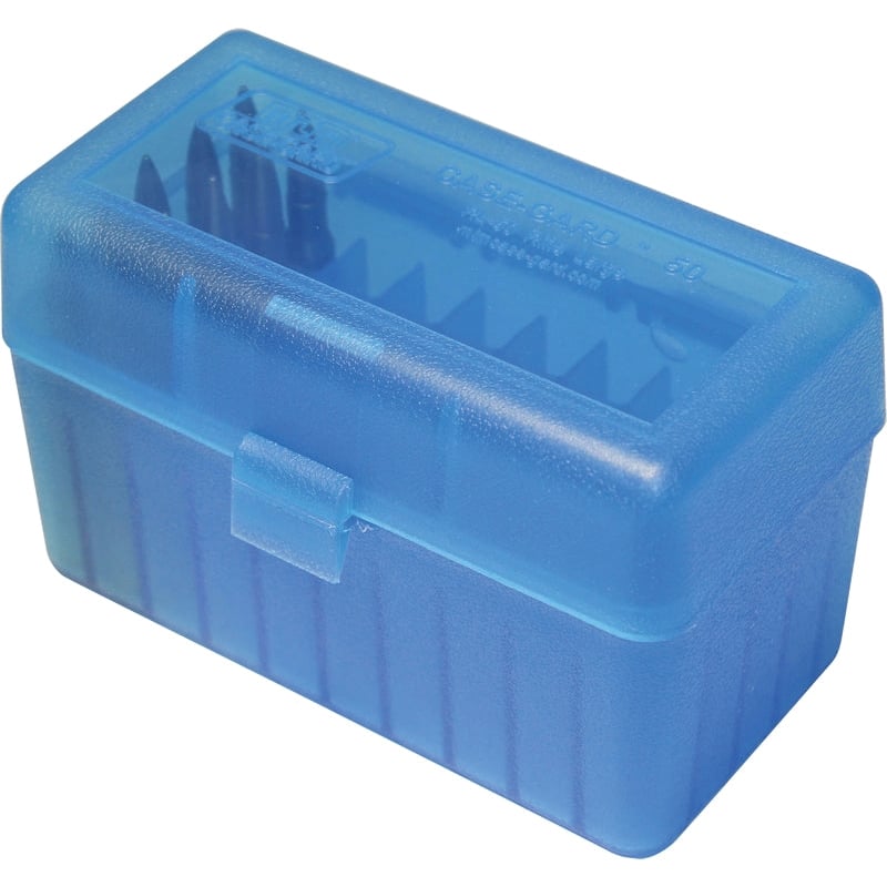 MTM Case Gard .22 PPC/.22-250 Remington Flip-Top Ammo Box, 50rds Blue