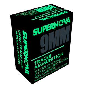 PINEY MOUNTAIN AMMUNITION AMO 9MM 119GR FMJ GREEN TRACER 20RD ( 10 BOXES PER CASE )
