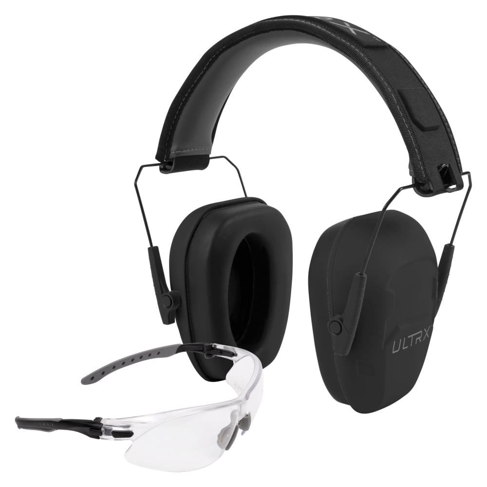 ULTRX 23 dB Shield Ear and Eye Protection Combo, Clear/Midnight Gray