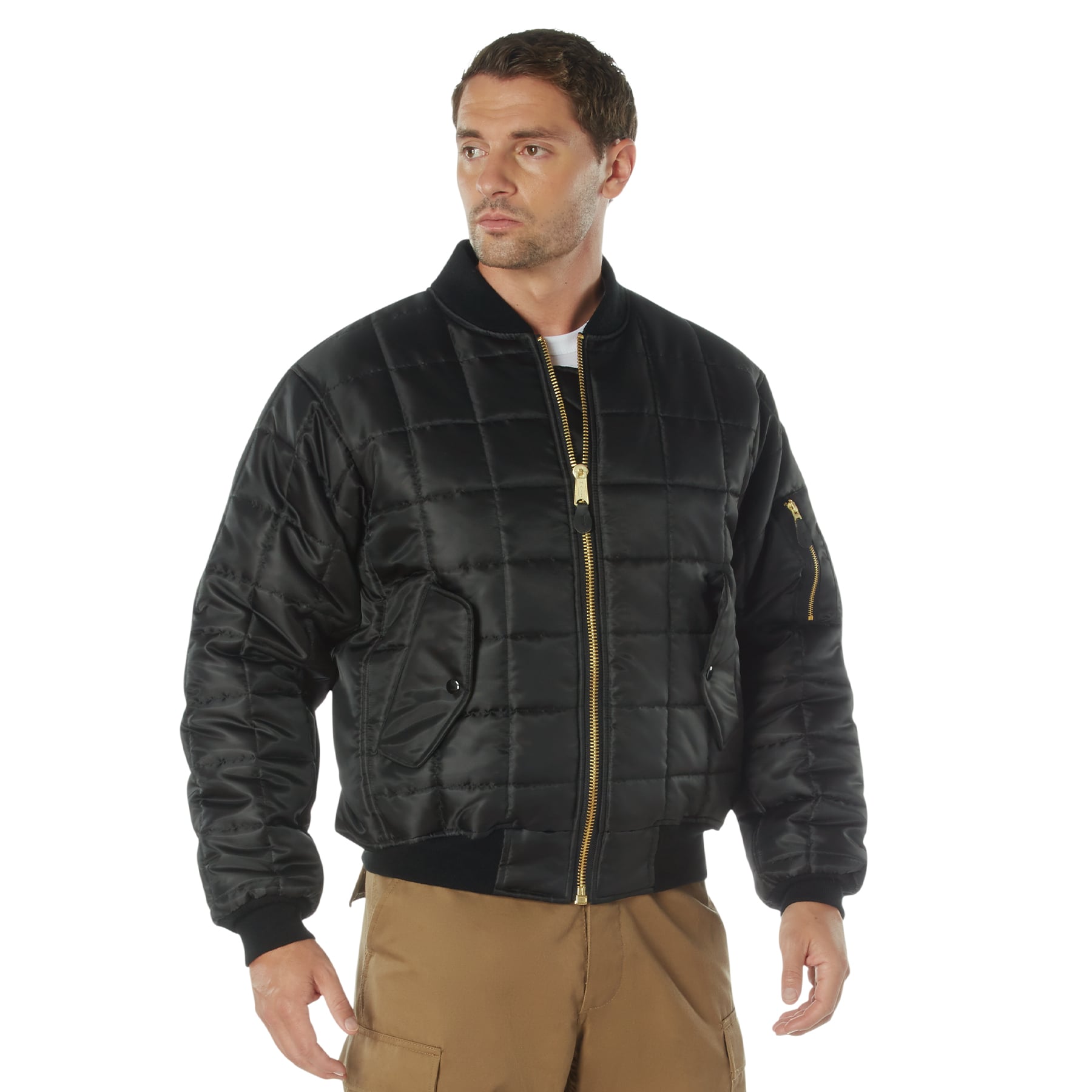 Rothco Quilted Ma-1 Flight Jacket - Black, Medium