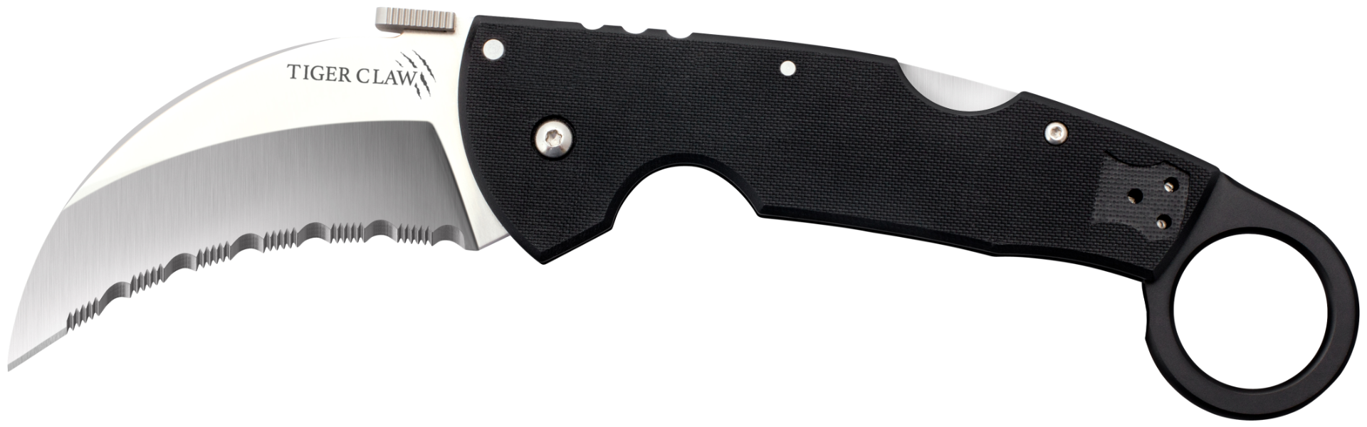 Cold Steel Tiger Claw Hawkbill Karambit Knife, Black