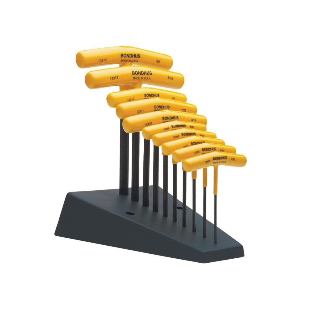Bondhus HTX10/S 8-Piece Graduated Length Hex End T-Handle Set w/Stand, Black/Yellow