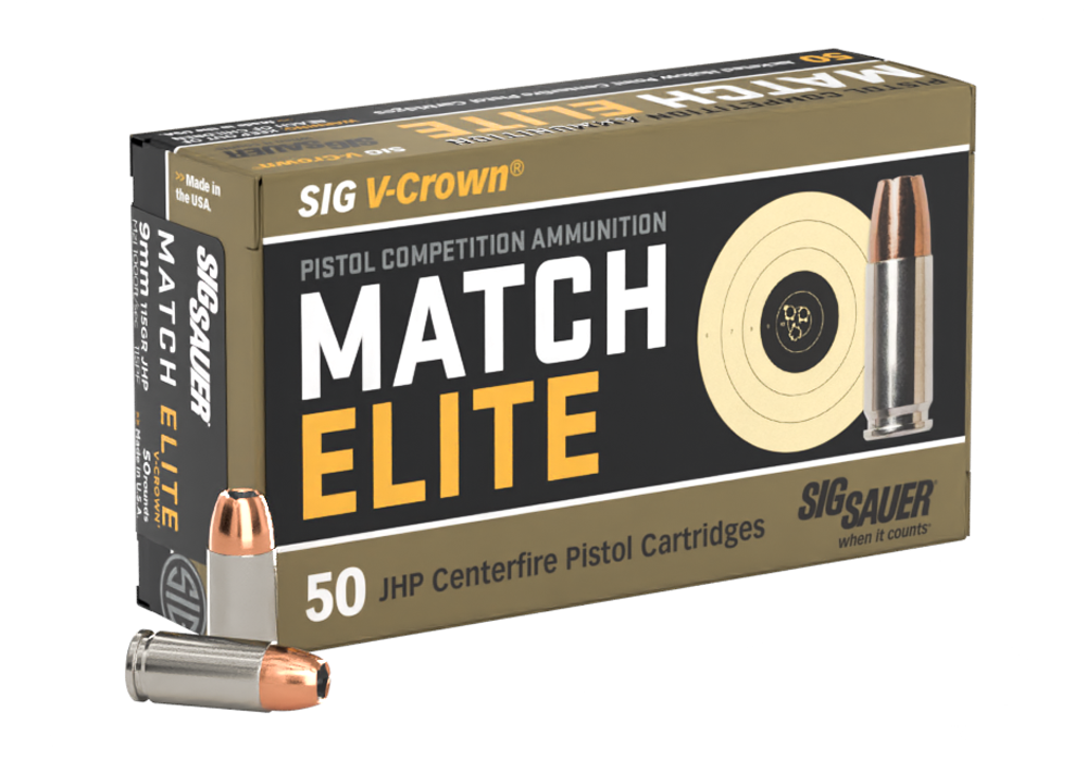 Sig Sauer Elite V-Crown 115 gr JHP 9mm Ammo, 20/pack - E9MMA1COMP50