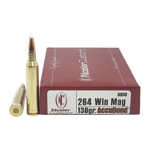 Nosler Trophy Grade 264 Win Mag 130 grain AccuBond Rifle Ammo, 20/Box - 60019