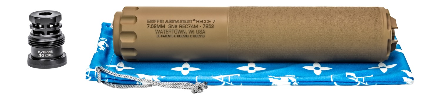 Griffin Armament Recce 7 7.62mm Suppressor Flat Dark Earth
