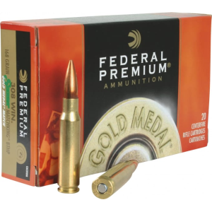 Federal GM308M Gold Medal 308 Winchester/7.62 NATO 168 GR Sierra MatchKing Boat Tail Hollow Point - 20rd Box
