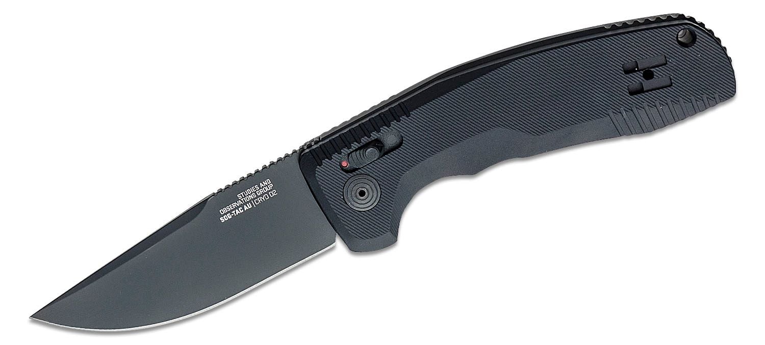 SOG Knives SOG-TAC AU Straight Folding Knife, Black - SOG15-38-01-57
