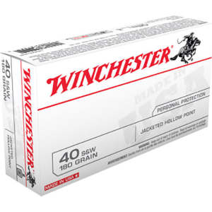 Winchester Ammo USA40JHP Best Value 40 Smith & Wesson 180 GR Jacketed Hollow Point - 50rd Box