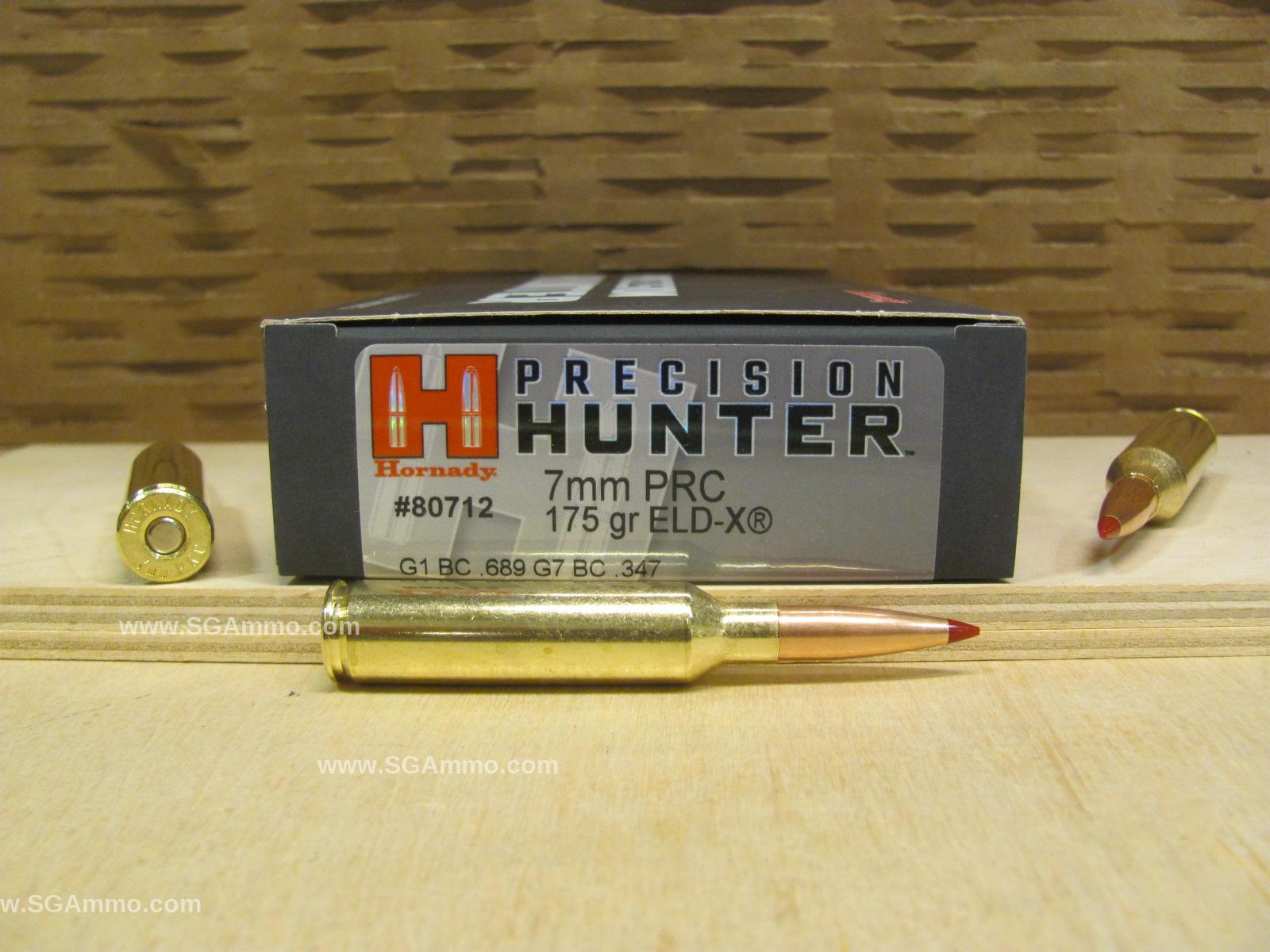 200 Round Case – 7mm PRC 175 Grain Hornady ELD-X Precision Hunter Ammo – 80712