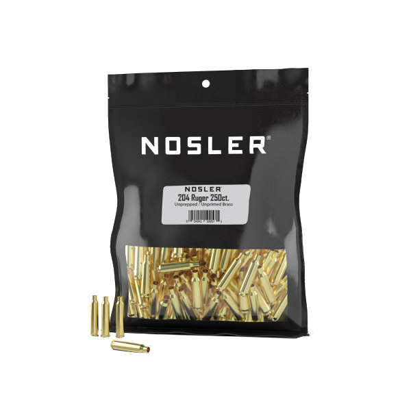 Nosler .204 Ruger Small Rifle Premium Unprepped Bulk Brass, 250rds
