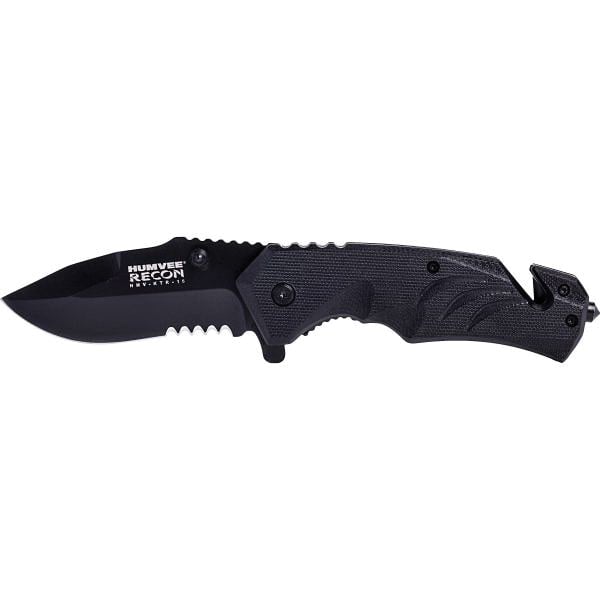CampCo Humvee Tactical Recon Folding Knife w/ Spring Assist, 3", Black - HMVKTR15