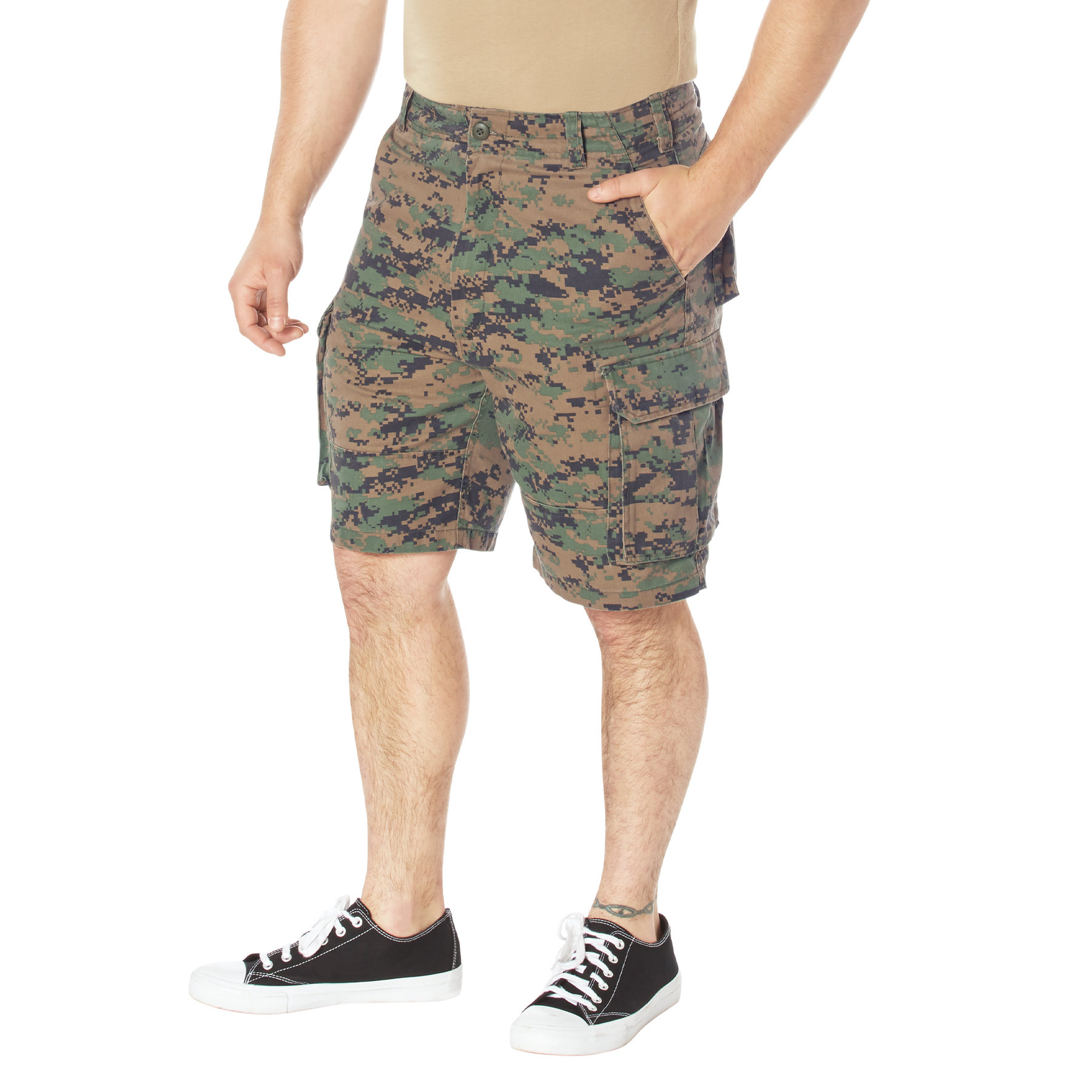 Rothco Vintage Paratrooper Cargo Shorts - Woodland Digital Camo, Medium